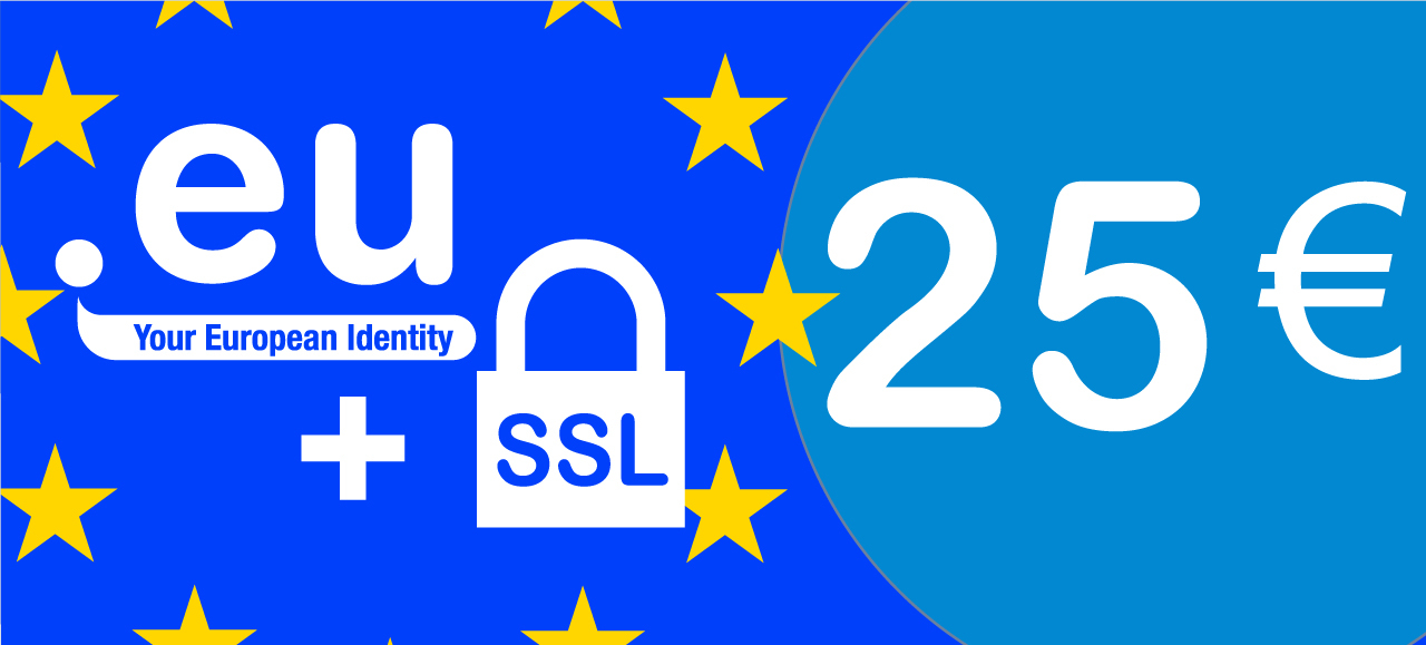 Alta domínio .EU + Certificado de segurança SSL por só 25€